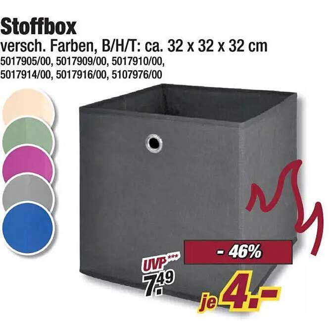 Stoffbox in verschiedenen Farben, B/H/T: ca. 32 x 32 x 32 cm