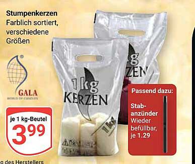 Stumpenkerzen 1 kg - Farblich sortiert, verschiedene Größen