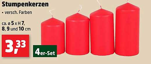 Stumpenkerzen 4er-Set - Verschiedene Farben