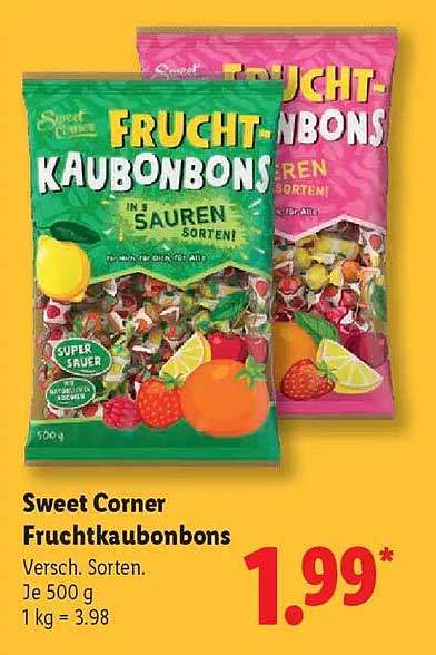 Sweet Corner Fruchtkaubonbons in verschiedenen Sorten