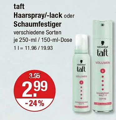 taft Haarspray/-lack oder Schaumfestiger verschiedene Sorten je 250-ml / 150-ml-Dose