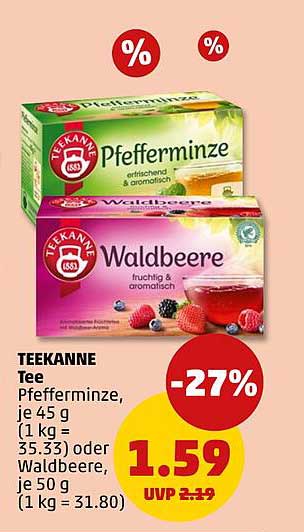 TEEKANNE Tee Pfefferminze und Waldbeere, jeweils 45 g oder 50 g
