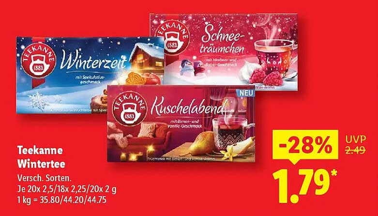 Teekanne Wintertee – Verschiedene Sorten