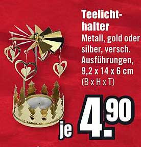 Teelichthalter Metall, gold oder silber, verschiedene Ausführungen