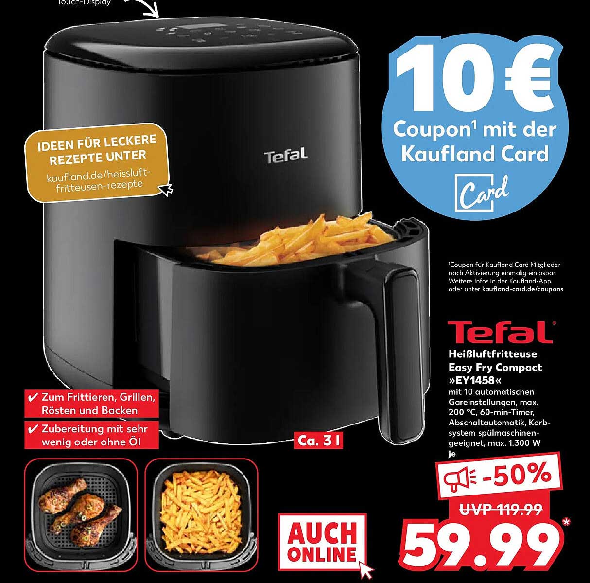 Tefal Heißluftfritteuse Easy Fry Compact EY1458
