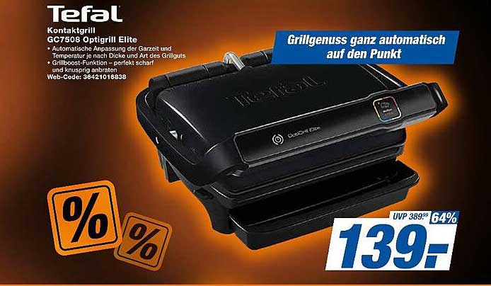 Tefal Kontaktgrill GC7508 Optigrill Elite