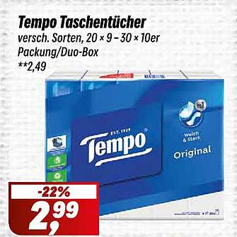 Tempo Taschentücher 20x9 - 30x10er Packung/Duo-Box