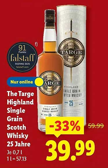 The Targe Highland Single Grain Scotch Whisky 25 Jahre