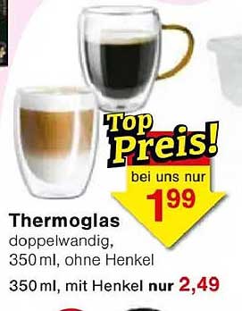 Thermoglas doppelwandig, 350 ml, ohne Henkel