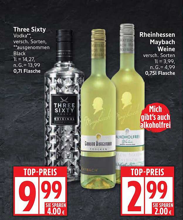 Three Sixty Vodka - 0,7 l Flasche