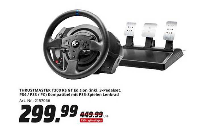 THRUSTMASTER T300 RS GT Edition (inkl. 3-Pedaleset, PS4 / PS3 / PC) Kompatibel mit PS5-Spielen Lenkrad