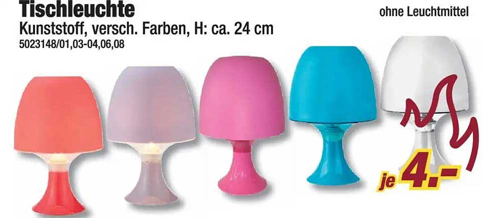 Tischleuchte, verschiedene Farben, Höhe: ca. 24 cm