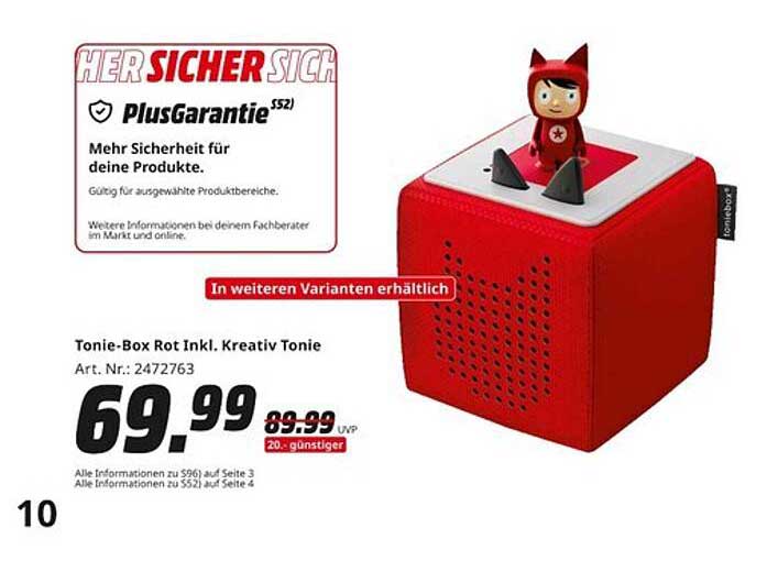 Tonie-Box Rot Inkl. Kreativ Tonie