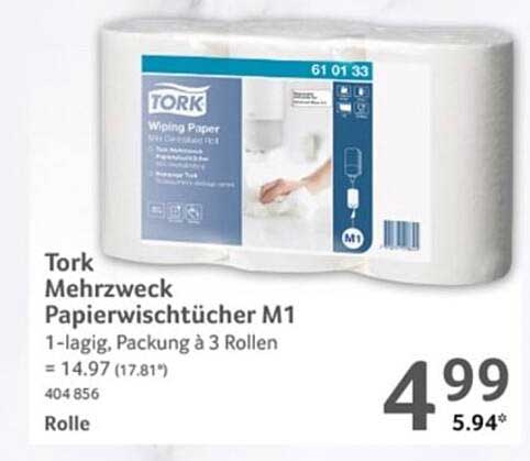 Tork Mehrzweck Papierwischtücher M1 – 3 Rollen