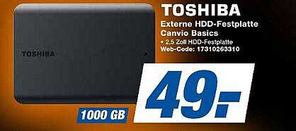 TOSHIBA Externe HDD-Festplatte Canvio Basics 1000 GB