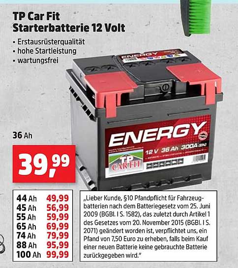 TP Car Fit Starterbatterie 12 Volt