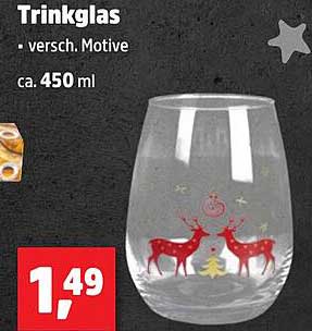 Trinkglas - verschiedene Motive, ca. 450 ml
