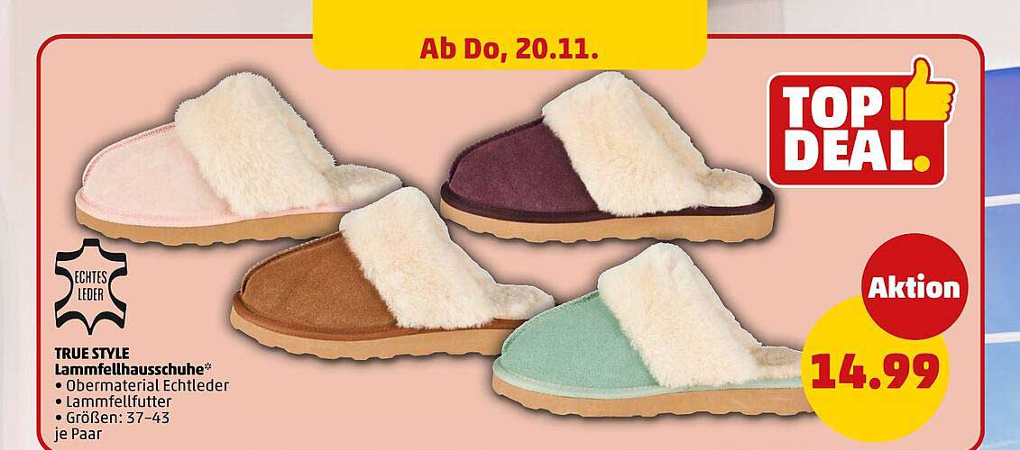 TRUE STYLE Lammfellhausschuhe