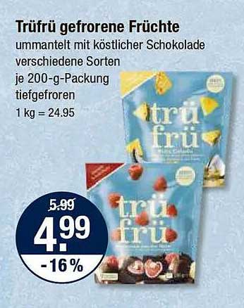 Trüfrü gefrorene Früchte ummantelt mit köstlicher Schokolade, verschiedene Sorten, je 200-g-Packung