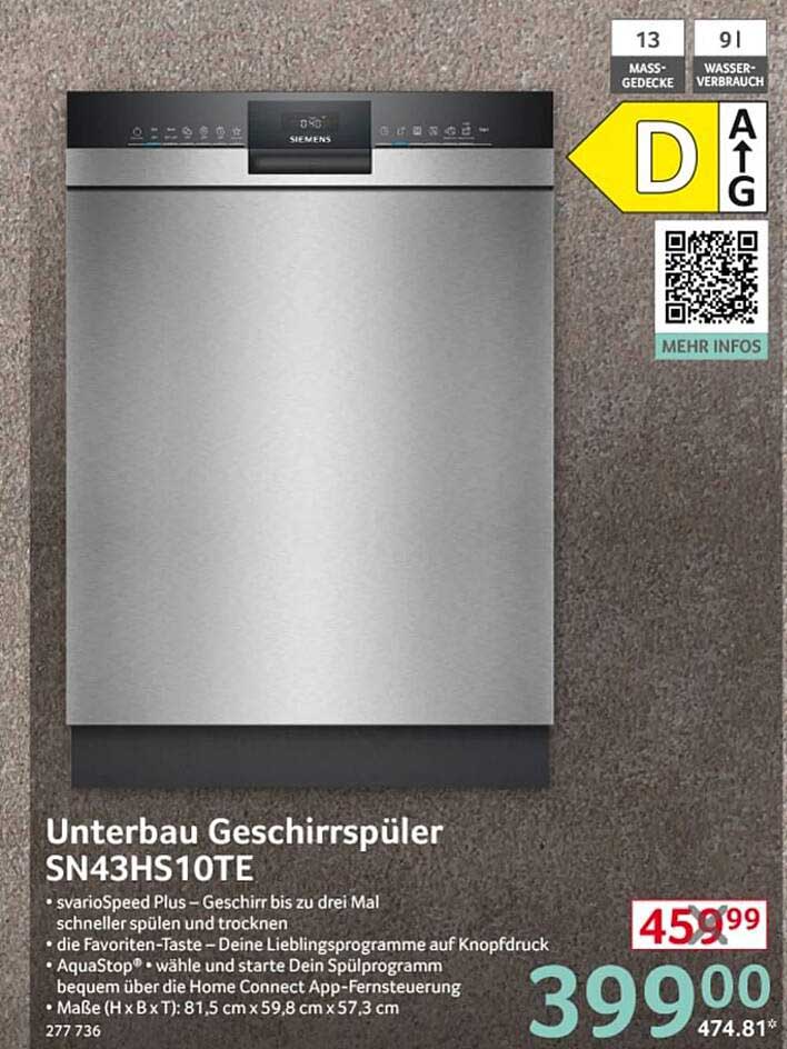 Unterbau Geschirrspüler SN43HS10TE