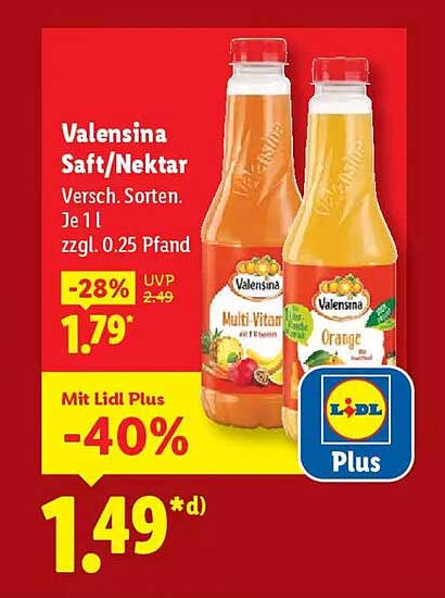 Valensina Saft/Nektar - Verschiedene Sorten, 1L