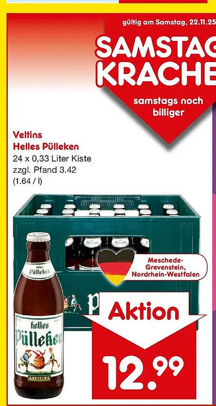 Veltins Helles Pülleken 24 x 0,33 Liter Kiste