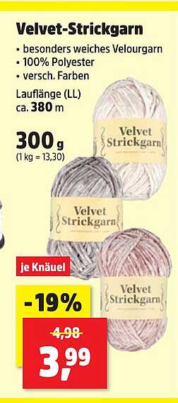 Velvet-Strickgarn 300 g – je Knäuel