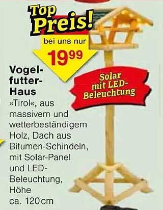 Vogelfutter-Haus »Tirol« mit Solar und LED-Beleuchtung