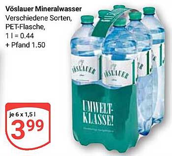 Vöslauer Mineralwasser 6 x 1,5 l PET-Flasche