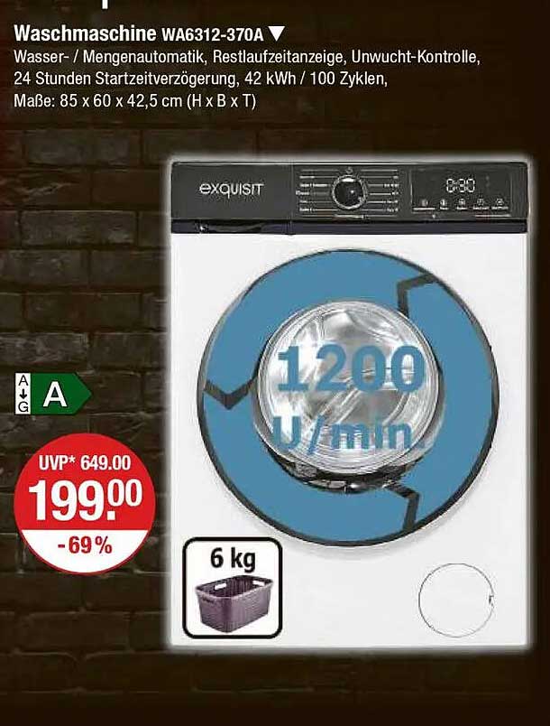 Waschmaschine WA6312-370A von exqusit