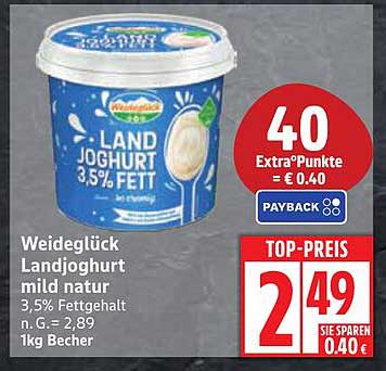 Weideglück Landjoghurt mild natur 1kg Becher