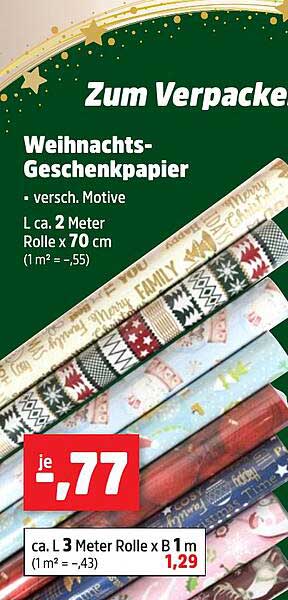 Weihnachts-Geschenkpapier - verschiedene Motive