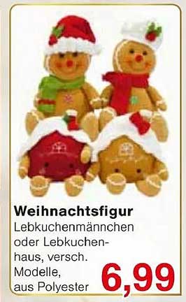 Weihnachtsfigur Lebkuchenmännchen oder Lebkuchenhaus, versch. Modelle, aus Polyester