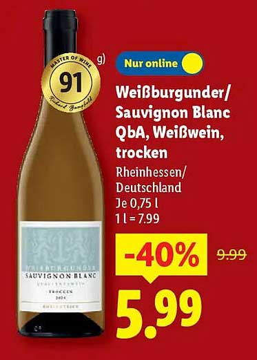 Weißburgunder/Sauvignon Blanc QbA, Weißwein, trocken