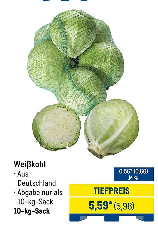 Weißkohl aus Deutschland – 10-kg-Sack