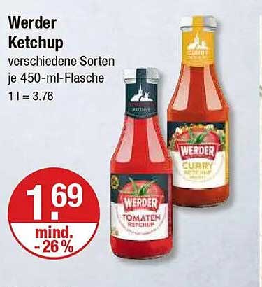 Werder Ketchup verschiedene Sorten je 450-ml-Flasche