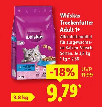 Whiskas Trockenfutter Adult 1+ 3,8 kg