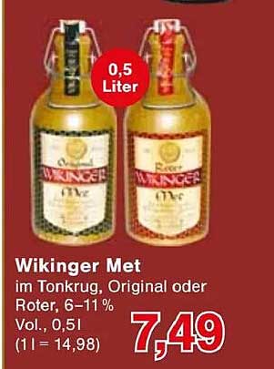 Wikinger Met im Tonkrug, Original oder Roter, 0,5 Liter