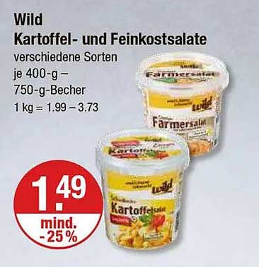 Wild Kartoffel- und Feinkostsalate verschiedene Sorten je 400-g- 750-g-Becher