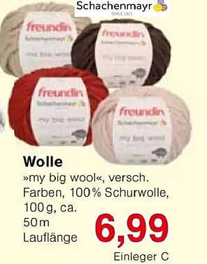 Wolle »my big wool«, verschied. Farben, 100% Schurwolle, 100 g, ca. 50 m
