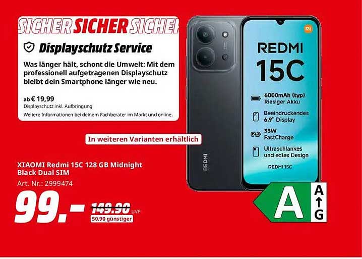 XIAOMI Redmi 15C 128 GB Midnight Black Dual SIM