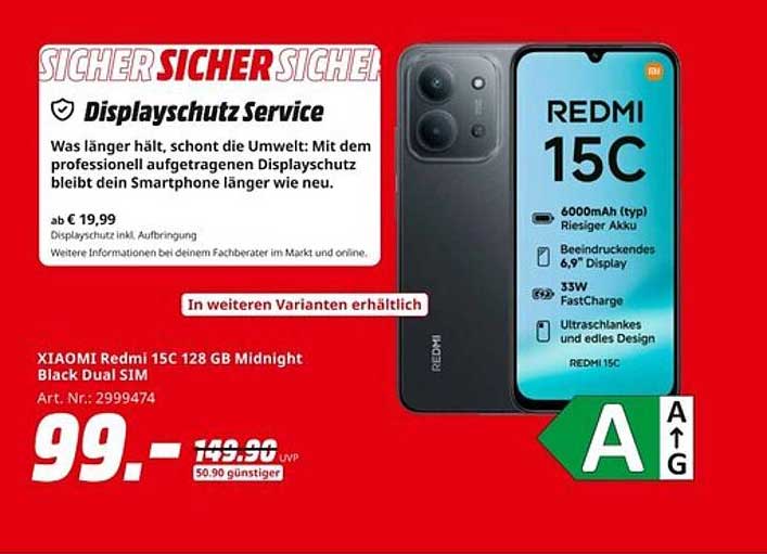 XIAOMI Redmi 15C 128 GB Midnight Black Dual SIM