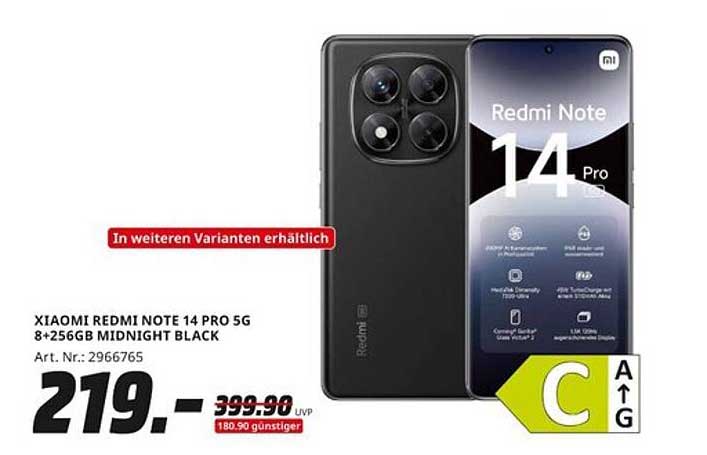 XIAOMI REDMI NOTE 14 PRO 5G 8+256GB MIDNIGHT BLACK