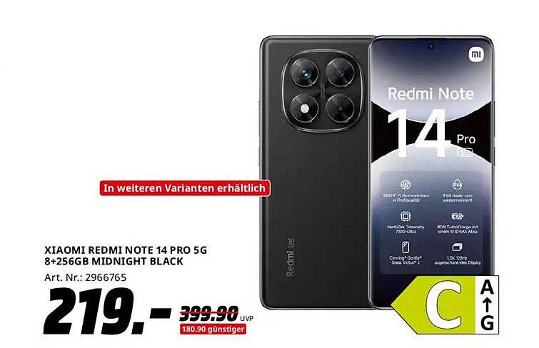 XIAOMI REDMI NOTE 14 PRO 5G 8+256GB MIDNIGHT BLACK