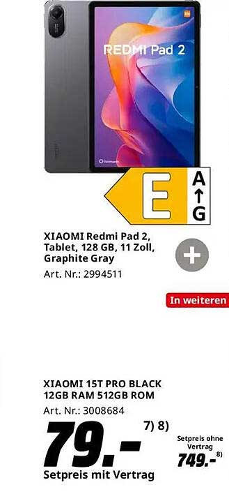 XIAOMI Redmi Pad 2, Tablet, 128 GB, 11 Zoll, Graphite Gray