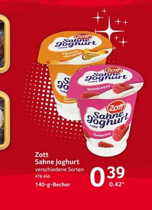 Zott Sahne Joghurt verschiedene Sorten