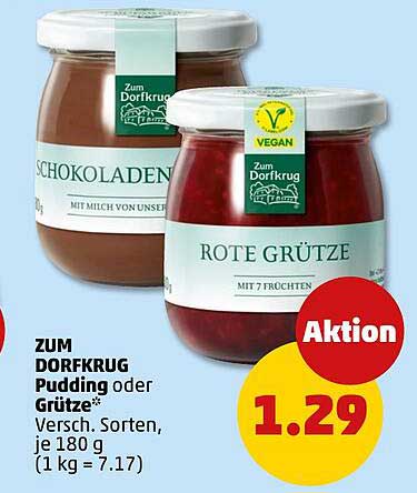 ZUM DORFKRUG Pudding oder Grütze - Verschiedene Sorten, je 180 g