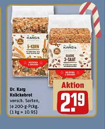 Dr. Karg Knäckebrot 5-Korn und Classic 3-Saat, je 200-g-Pckg.