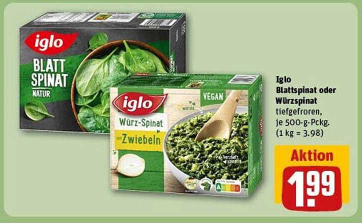 Iglo Blattspinat oder Würzspinat