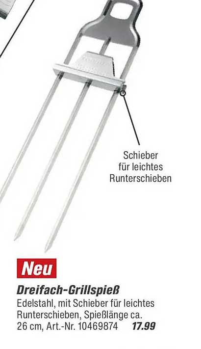 Dreifach-Grillspieß